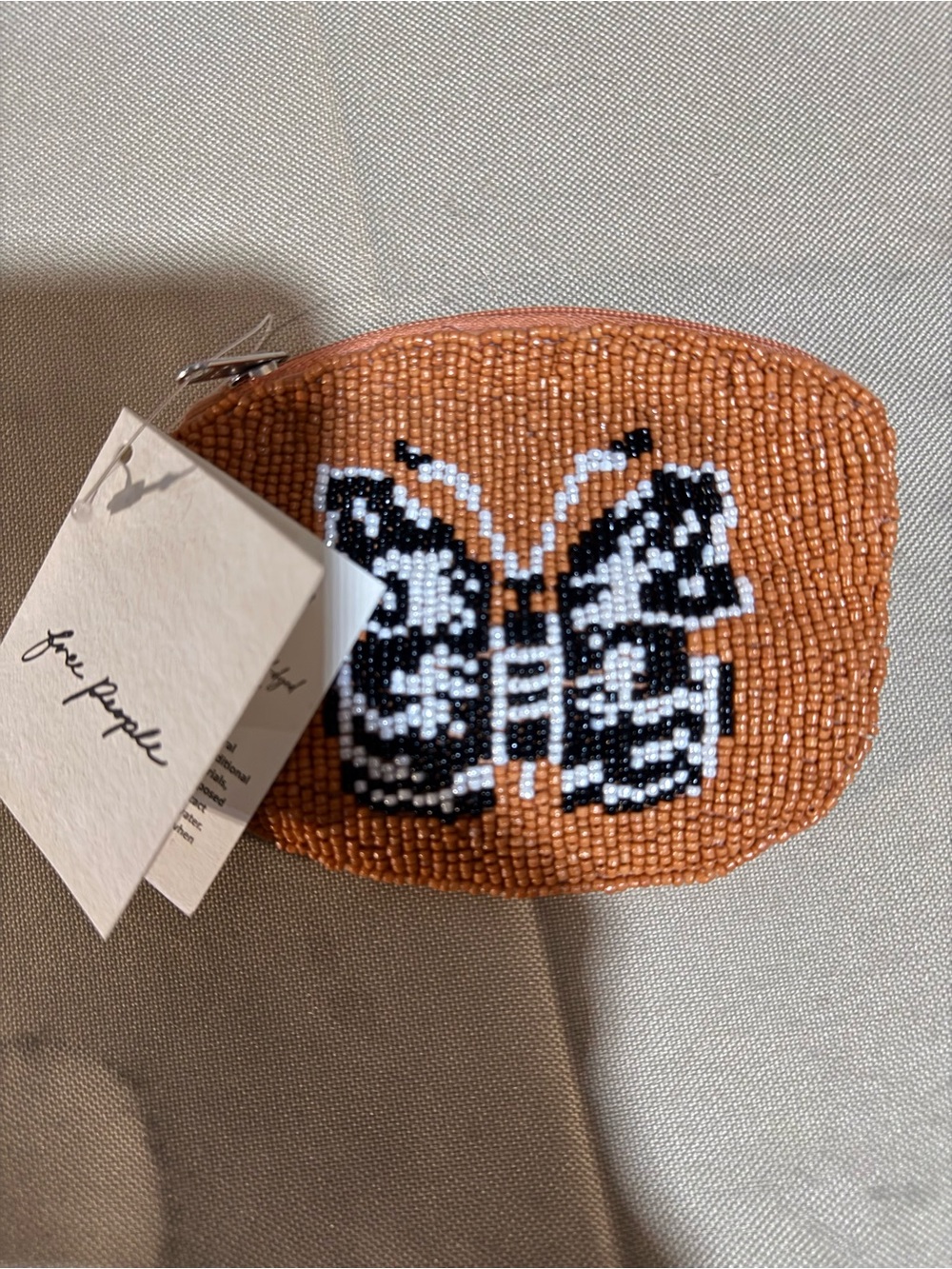 NWT Free People Beaded Butterfly Coin Pouch - Orange - Picture 6 of 9